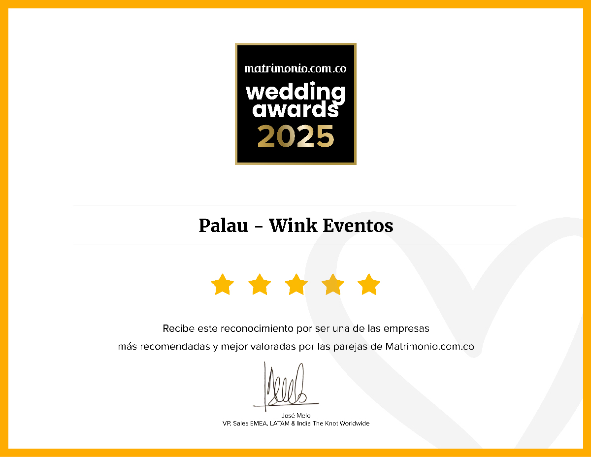 Certificación Wedding Awards | Wink Eventos